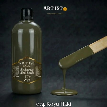 ART IST Multisurfaces Su Bazlı Akrilik Boya 500 ml - 074 Koyu Haki Yeşil