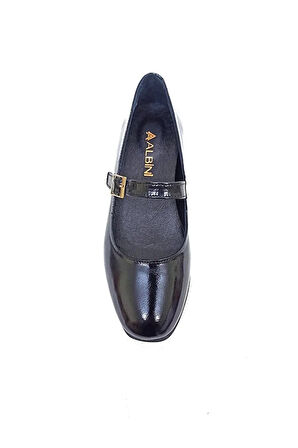 ALBİNİ 25Y100780 KADIN DERİ BABET AYAKKABI SİYAH KIRIŞIK RUGAN