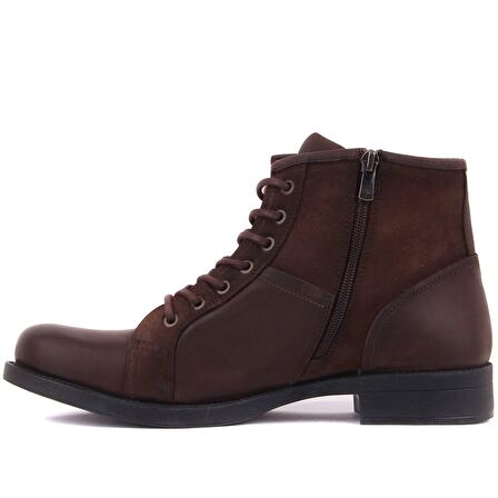 Sail Laker's Küt Burun Orta Topuk Bağcıklı Soğuk Havaya Dayanıklı Günlük Kahverengi Klasik Bot Deri