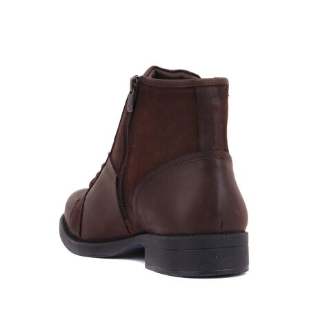 Sail Laker's Küt Burun Orta Topuk Bağcıklı Soğuk Havaya Dayanıklı Günlük Kahverengi Klasik Bot Deri