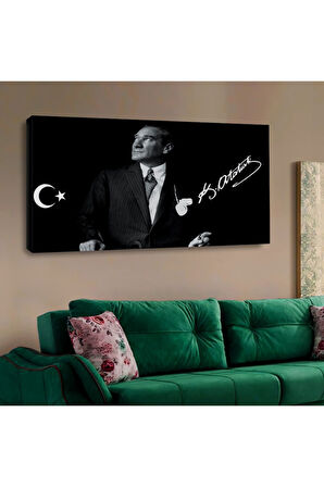 120x60 Kanvas Siyah Renk Atatürk Tablosu