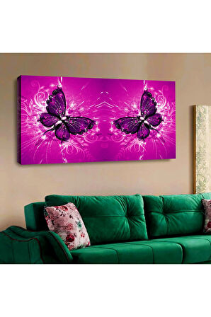 Zevahir 120x60 Kanvas Pembe Renk Kelebekler Tablosu