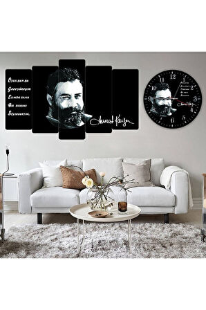 Zevahir 5 Parça Mdf Ahmet Kaya Tablo Ve Mdf Saat Kombin
