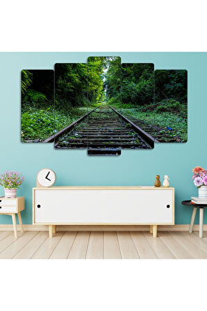 Zevahir 5 Parça Mdf Tren Yolu Manzara Tablosu