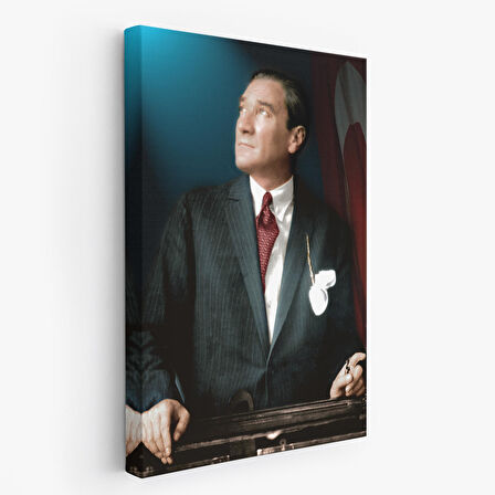 Atatürk Portre Tablosu Mustafa Kemal Atatürk Dikdörtgen Dekoratif Kanvas Tablo-CO-64