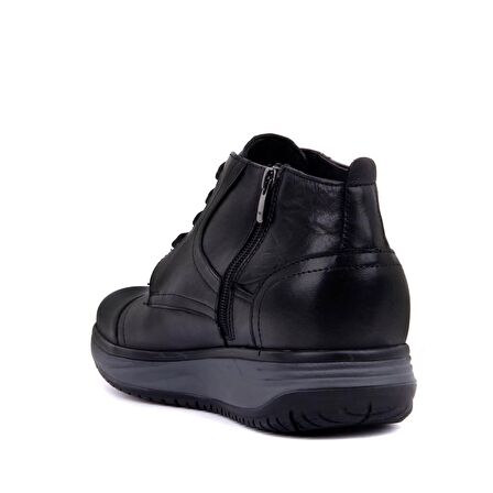 Sail Laker's Küt Burun Orta Topuk Fermuarlı Soğuk Havaya Dayanıklı Günlük Siyah Klasik Bot Deri