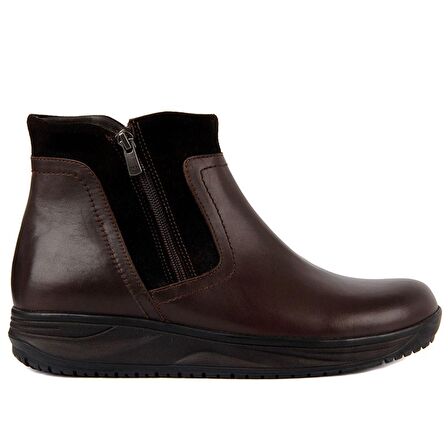 Sail Laker's Küt Burun Kısa Topuk Fermuarlı Soğuk Havaya Dayanıklı Günlük Kahverengi Klasik Bot Deri