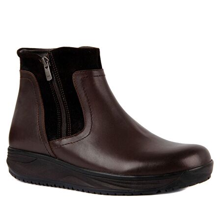 Sail Laker's Küt Burun Kısa Topuk Fermuarlı Soğuk Havaya Dayanıklı Günlük Kahverengi Klasik Bot Deri