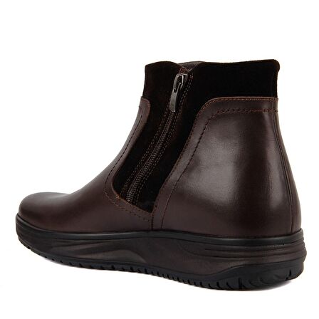 Sail Laker's Küt Burun Kısa Topuk Fermuarlı Soğuk Havaya Dayanıklı Günlük Kahverengi Klasik Bot Deri