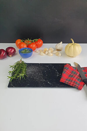 Cam Kesme Tahtası - Cam Kesme Tablası | Siyah Mermer Görünümlü | 20cm x 30cm