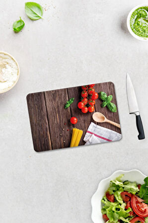 Cam Kesme Tahtası - Cam Kesme Tablası | Ahşap ve Sebzeler | 20cm x 30cm
