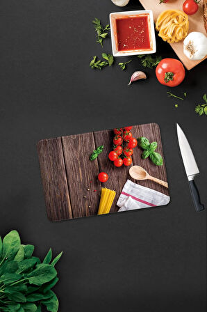 Cam Kesme Tahtası - Cam Kesme Tablası | Ahşap ve Sebzeler | 20cm x 30cm