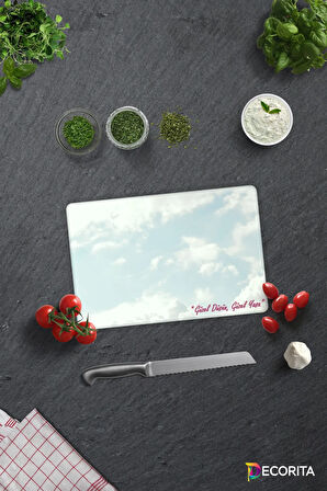 Cam Kesme Tahtası - Cam Kesme Tablası | Güzel Düşün Güzel Yaşa Temalı | 20cm x 30cm