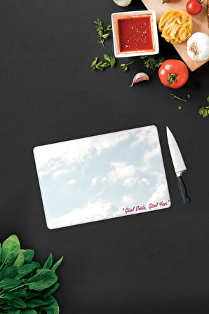 Cam Kesme Tahtası - Cam Kesme Tablası | Güzel Düşün Güzel Yaşa Temalı | 20cm x 30cm