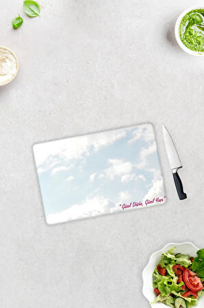 Cam Kesme Tahtası - Cam Kesme Tablası | Güzel Düşün Güzel Yaşa Temalı | 20cm x 30cm
