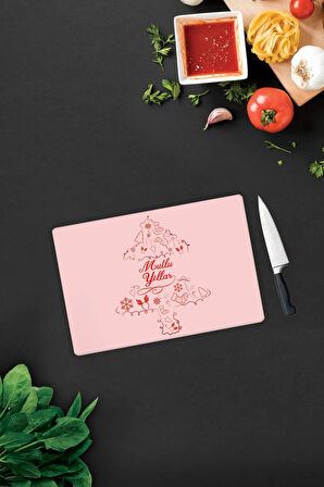 Cam Kesme Tahtası - Cam Kesme Tablası | Mutlu Yıllar | 20cm x 30cm