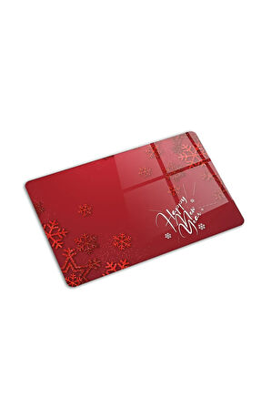 Cam Kesme Tahtası - Cam Kesme Tablası | Happy New Year Kırmızı | 20cm x 30cm