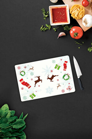 Cam Kesme Tahtası - Cam Kesme Tablası | Yılbaşı Temalı | 20cm x 30cm