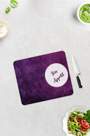 Cam Kesme Tahtası - Cam Kesme Tablası | Bon Appetit - Mor Doku | 29cm x 34cm
