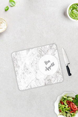 Cam Kesme Tahtası - Cam Kesme Tablası | Guten Apetit - Taş Görünümlü | 29cm x 34cm