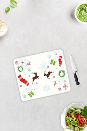 Cam Kesme Tahtası - Cam Kesme Tablası | Yılbaşı Temalı | 29cm x 34cm