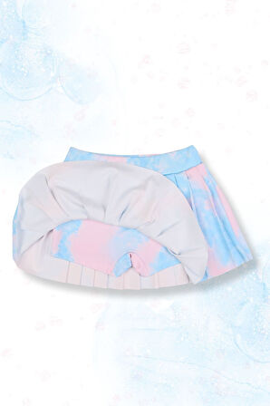 Batik Desenli Şort Etekli Crop Kız Çocuk Sporcu Takım