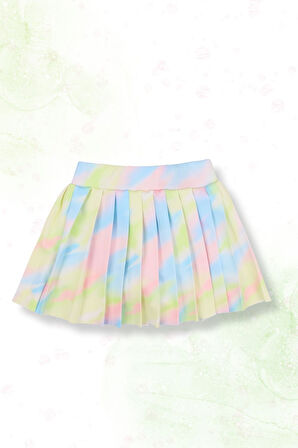 Batik Desenli Şort Etekli Crop Kız Çocuk Sporcu Takım