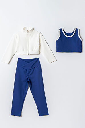 Kız Çocuk 3'lü Spor Crop Takım