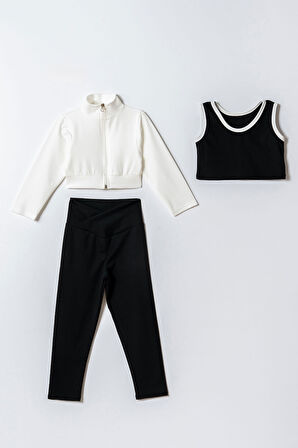 Kız Çocuk 3'lü Spor Crop Takım