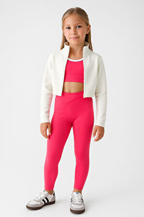 Kız Çocuk 3'lü Spor Crop Takım