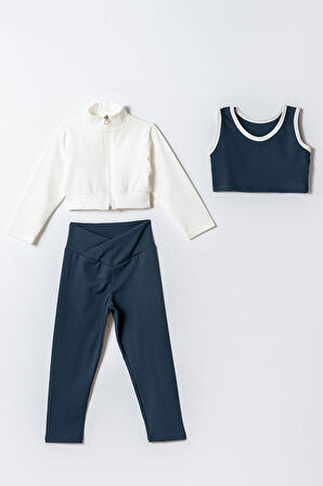 Kız Çocuk 3'lü Spor Crop Takım