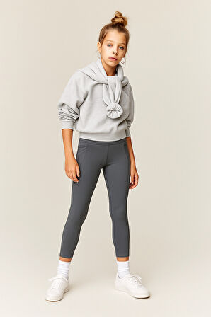 Cep Deteylı Kız Çocuk Sporcu Tayt