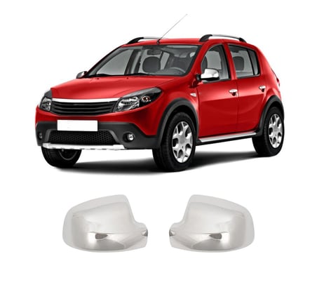 Dacia Sandero Stepway Uyumlu 2010-2018 Ayna Kapağı 2 Parça Paslanmaz Çelik