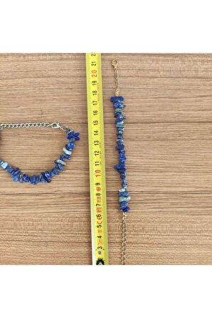 Lacivert Lapis Lazuli Doğal Taş Bileklik | 16–19 cm Ayarlanabilir - 545