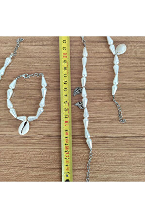 Doğal Deniz Kabuğu (Cowrie) ve İnci Görünümlü Boncuk Bileklik - 579