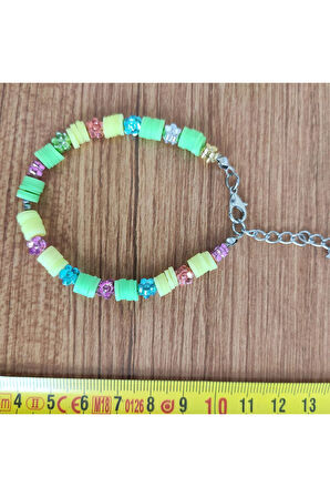 Renkli Heishi ve Çiçek Boncuklu Yaz Bilekliği - 580