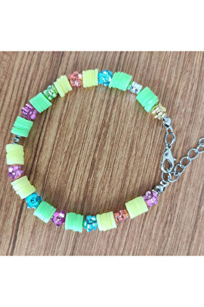 Renkli Heishi ve Çiçek Boncuklu Yaz Bilekliği - 580
