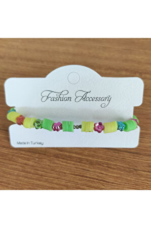 Renkli Heishi ve Çiçek Boncuklu Yaz Bilekliği - 580