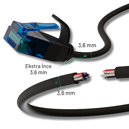 IRENIS 50 cm CAT6 U/UTP Esnek Kablo, Siyah