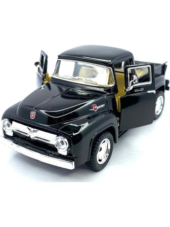 1956 Ford F - 100 Pickup Çek Bırak 5inch. Lisanslı Model Araba, Oyuncak Araba 1:38 Siyah