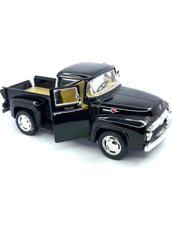 1956 Ford F - 100 Pickup Çek Bırak 5inch. Lisanslı Model Araba, Oyuncak Araba 1:38 Siyah