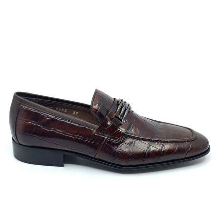 DARKWOOD-ERKEK KLASİK AYAKKABI-HAKİKİ DERİ-KAHVERENGİ-TOKALI MODEL