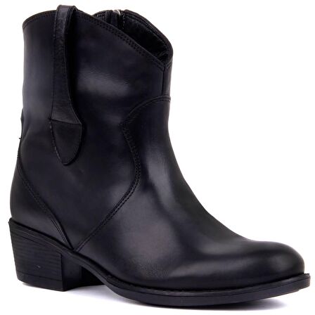 Sail Lakers - Siyah Deri Fermuarlı Kadın Bot