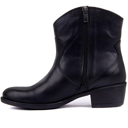 Sail Lakers - Siyah Deri Fermuarlı Kadın Bot