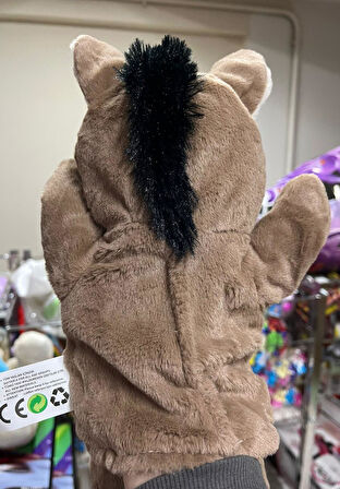 Peluş 25 cm El Kuklası Kahverengi Eşek Kukla
