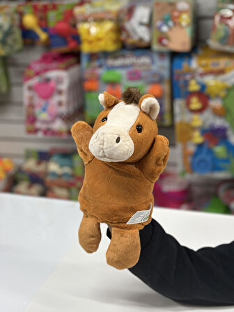 Peluş 25 cm El Kuklası Kahverengi At Kukla