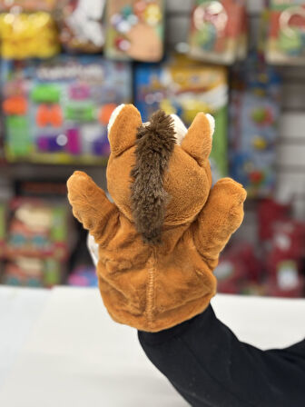 Peluş 25 cm El Kuklası Kahverengi At Kukla