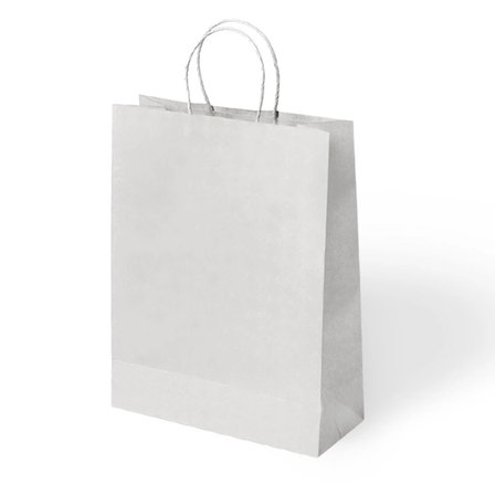Beyaz Büküm Saplı Kraft Kağıt Çanta 25x31x12cm Pakette 24 Ad.
