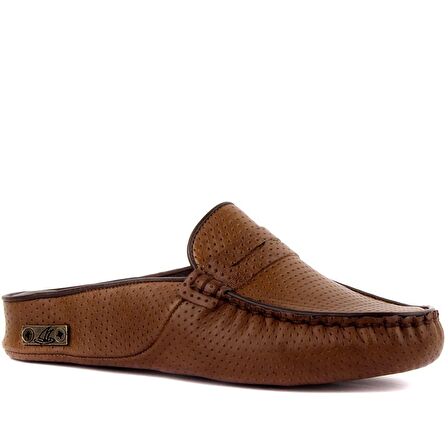 Sail Lakers - Kahverengi Deri Kadın Ev Terliği