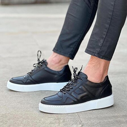 Sail Lakers - Siyah Deri Bağcıklı Erkek Sneaker